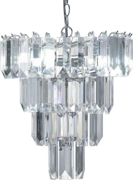 Chichester 4 Light Chandelier Ceiling Light In Polished Chrome With Acrylic Glass Prisms
