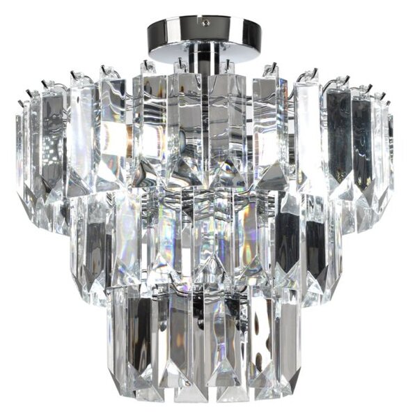 Chichester 3 Light Semi Flush Chandelier Ceiling Light with Clear Prisms