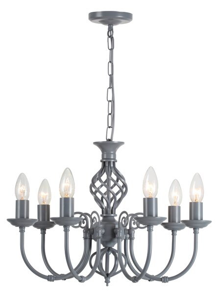Barley 7 Light Classic Knot Twist Ceiling Light in Matt Grey