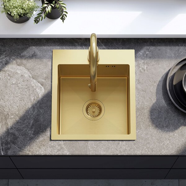 Stainless steel sink Leo 40 BRUSH GOLD