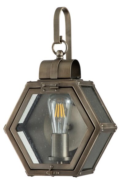Quintiesse QN-HEATH-S-MB Heath Small Wall Lantern In Mottled Finish With Seeded Glass IP44