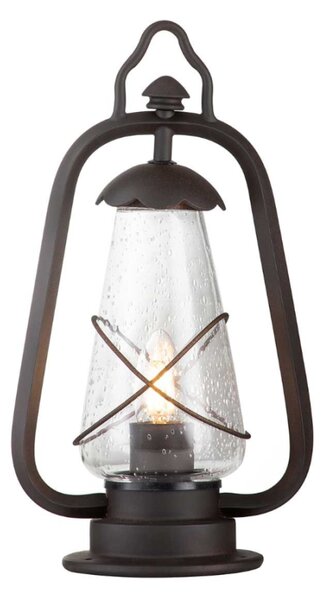 Elstead Miners Exterior Pedestal Lantern In Old Bronze Finish IP44