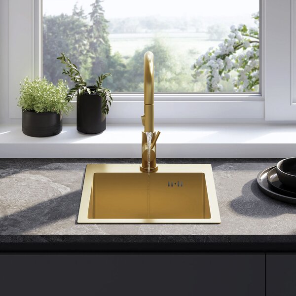 Stainless steel sink Leo 40 BRUSH GOLD