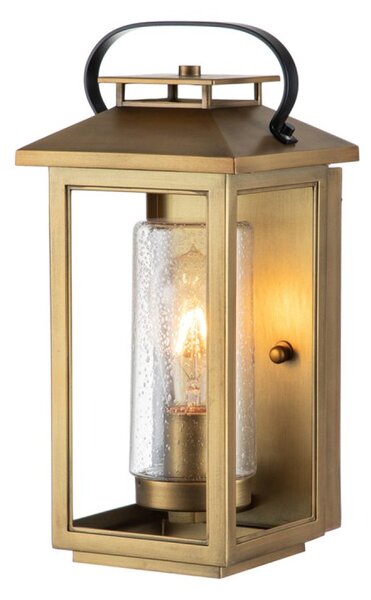 Quintiesse QN-ATWATER-S-PDB Atwater Single Small Outdoor Wall Lantern In Painted Distressed Brass Finish IP44