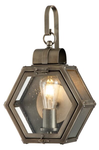 Quintiesse QN-HEATH-S-BU Heath Small Wall Lantern In Painted Burnished Bronze Finish With Seeded Glass IP44