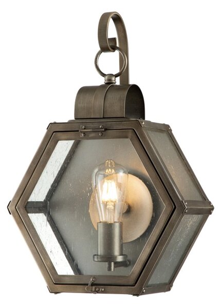 Quintiesse QN-HEATH-M-BU Heath Medium Wall Lantern In Painted Burnished Bronze Finish With Seeded Glass IP44
