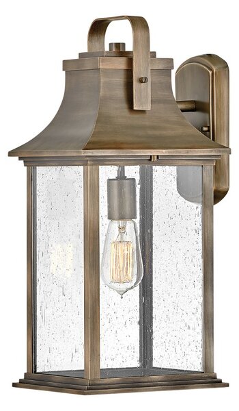 Quintiesse QN-GRANT-L-BU Grant Large Wall Lantern In Painted Burnished Bronze Finish With Seeded Glass IP44
