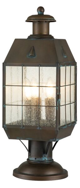 Quintiesse QN-NANTUCKET3-L-AS Nantucket Large Pedestal Lantern In Aged Brass Finish IP44