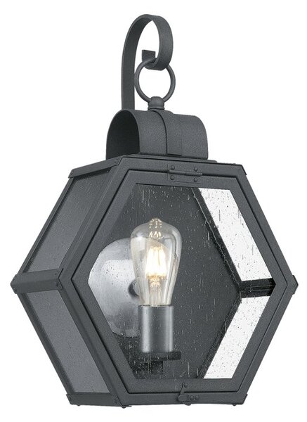 Quintiesse QN-HEATH-M-MB Heath Medium Wall Lantern In Mottled Finish With Seeded Glass IP44