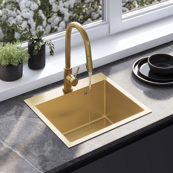 Stainless steel sink Leo 50 BRUSH GOLD