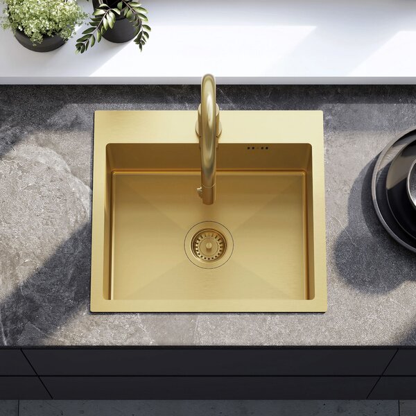 Stainless steel sink Leo 50 BRUSH GOLD