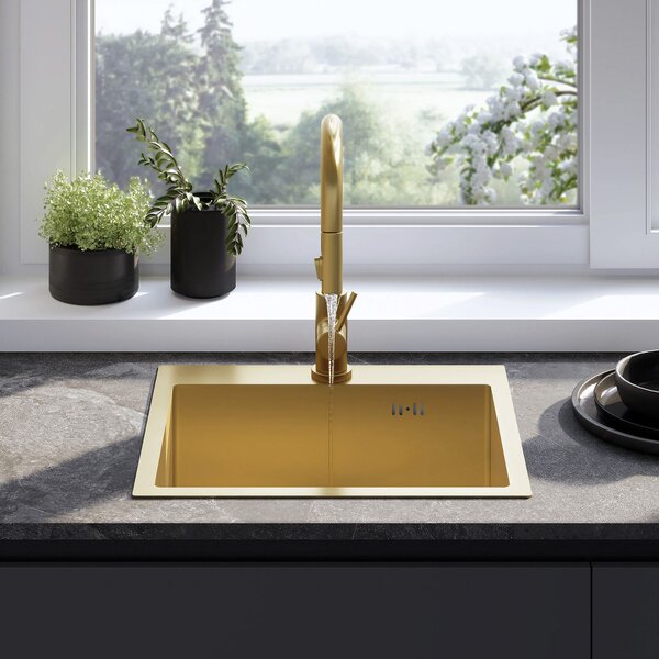 Stainless steel sink Leo 50 BRUSH GOLD