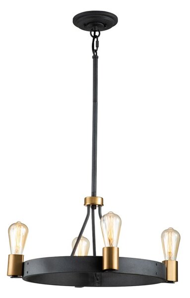 Quintiesse QN-SILAS-4P-DZ Silas 4 Light Ceiling Light In Aged Zinc And Heritage Brass Finish