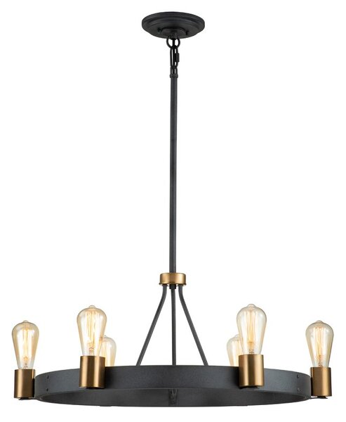 Quintiesse QN-SILAS-6P-DZ Silas 6 Light Ceiling Light In Aged Zinc And Heritage Brass Finish