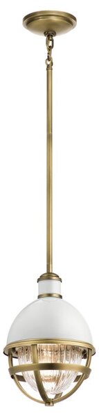 Quintiesse QN-TOLLIS-MP-NBR Tolis Mini Ceiling Pendant Light In Natural Brass And White Finish