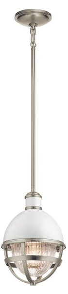 Quintiesse QN-TOLLIS-MP-BN Tolis Mini Pendant Light In Brushed Nickel And White Finish