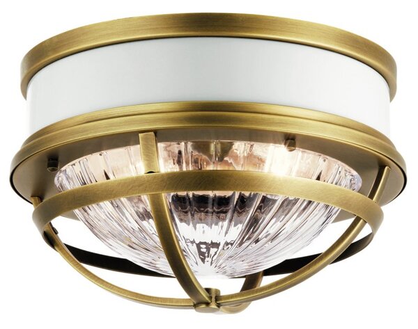Quintiesse QN-TOLLIS-F-NBR Tolis Flush Ceiling Light In Natural Brass And White Finish