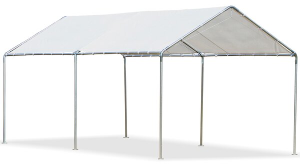 Outsunny 3 x 6m Heavy Duty Carport Garage Car Shelter Galvanized Steel Outdoor Open Canopy Tent Water UV Resistant Waterproof, White