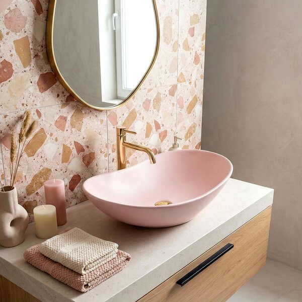 Countertop Basin Rea Royal Powder Pink Matt