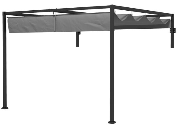 Outsunny 2 x 3(m) Lean To Pergola, Metal Pergola with Retractable Roof for Grill, Garden, Patio, Deck