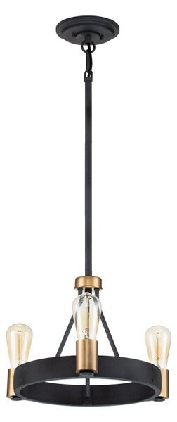 Quintiesse QN-SILAS-3P-DZ Silas 3 Light Ceiling Light In Aged Zinc And Heritage Brass Finish