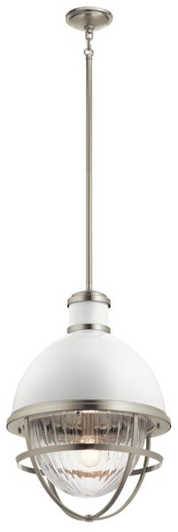 Quintiesse QN-TOLLIS-P-BN Tolis Ceiling Pendant Light In Brushed Nickel And White Finish