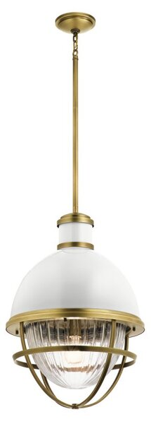 Quintiesse QN-TOLLIS-P-NBR Tolis Ceiling Pendant Light In Natural Brass And White Finish