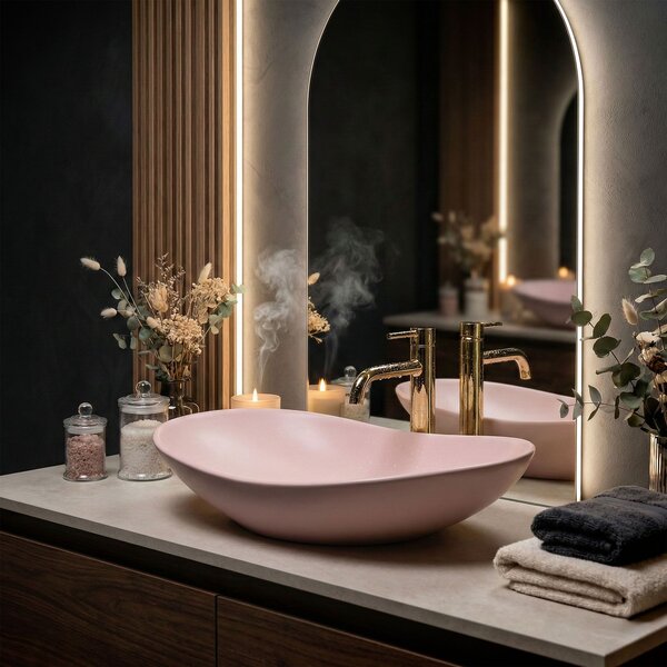 Countertop Basin Rea Royal Powder Pink Matt