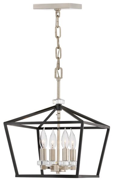 Quintiesse QN-STINSON-4P-M-BK Stinson Medium Ceiling Light In Black And Polished Nickel Finish