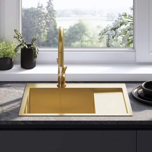 Stainless steel sink Fin BRUSH GOLD