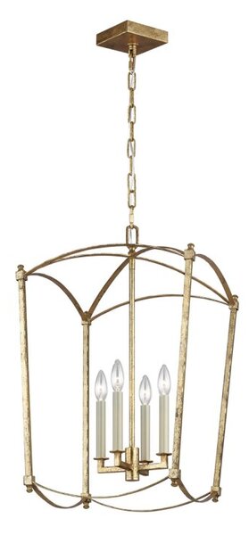 Quintiesse QN-THAYER-4P-ADB Thayer 4 Light Ceiling Pendant Light In Antique Gild Finish QN-THAYER-4P-ADB
