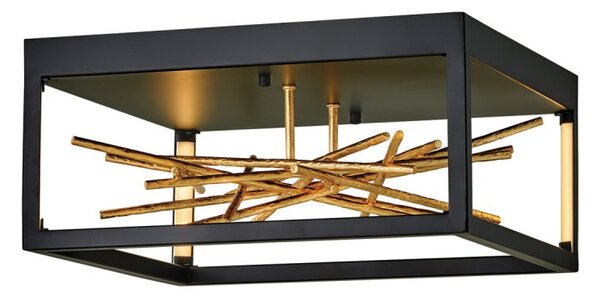 Quintiesse QN-STYX-LED-F-BG Styx Dimmable LED Flush Ceiling Light In Black And Gold Finish