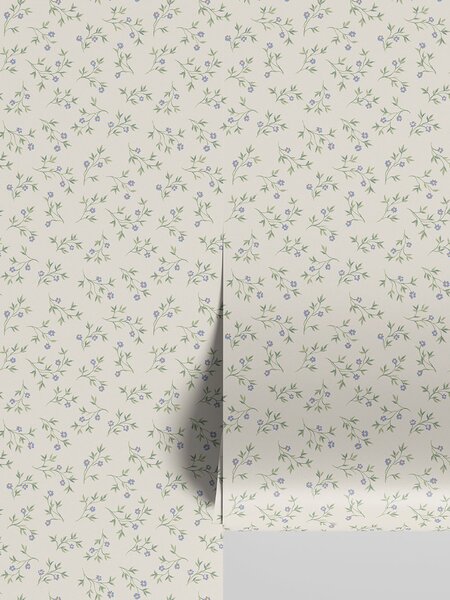 Cream Spring Sprig Wallpaper | Default | Piglet in Bed