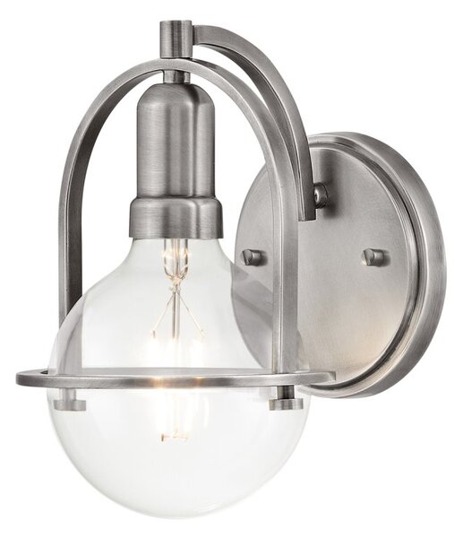 Quintiesse QN-SOMERSET1-C-BN Somerset Single Wall Light In Brushed Nickel With Clear Globe Lamp