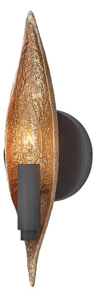 Quintiesse QN-WILLOW1-CBK Willow Single Wall Light In Carbon Black And Deluxe Gold Finish
