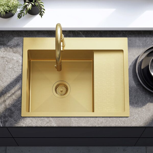 Stainless steel sink Fin BRUSH GOLD