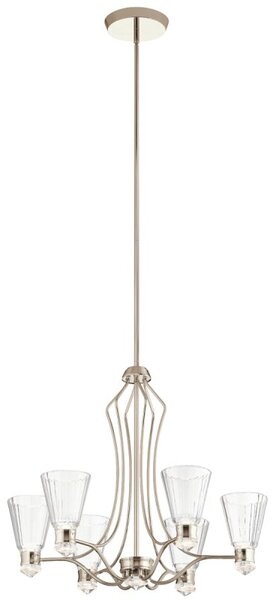 Quintiesse QN-KAYVA13-PN Kayva Integral LED 6 Arm Ceiling Chandelier In Polished Nickel Finish