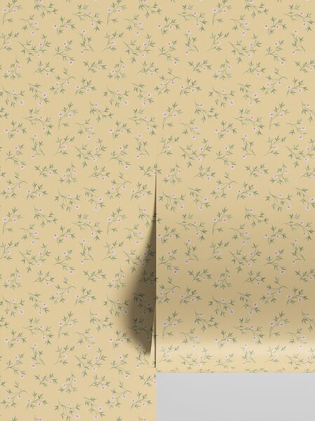 Chamomile Yellow Spring Sprig Wallpaper | Default | Piglet in Bed