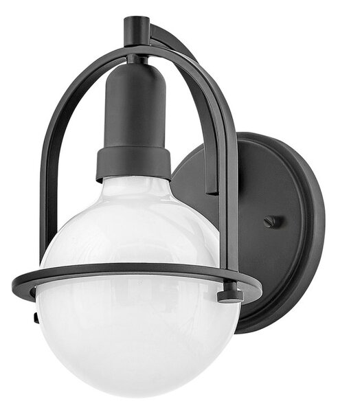 Quintiesse QN-SOMERSET1-BK Somerset Single Wall Light In Black With Opal Globe Lamp