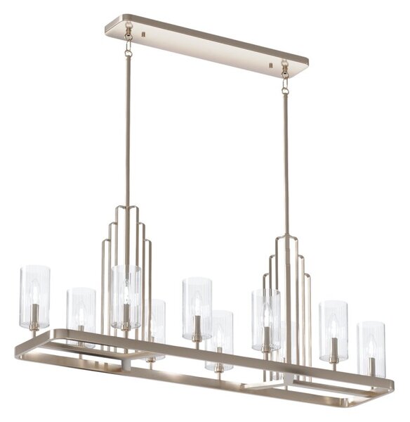 Quintiesse QN-KIMROSE10-PN Kimrose 10 Light Linear Ceiling Chandelier In Polished Nickel Finish