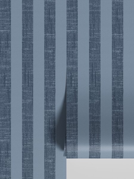Navy Pembroke Stripe Wallpaper | Default | Piglet in Bed