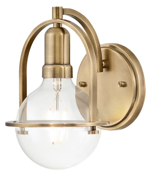 Quintiesse QN-SOMERSET1-C-HB Somerset Single Wall Light In Heritage Brass With Clear Globe Lamp