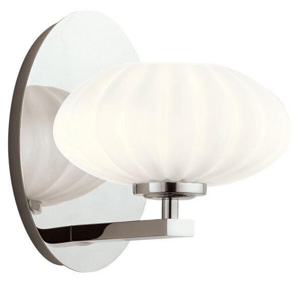 Quintiesse QN-PIM1-PC Pim Single Wall Light In Polished Chrome With Opal Glass Shade