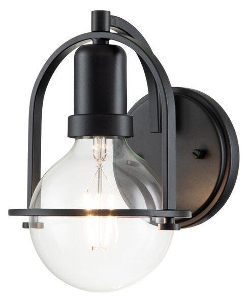 Quintiesse QN-SOMERSET1-C-BK Somerset Single Wall Light In Black With Clear Globe Lamp