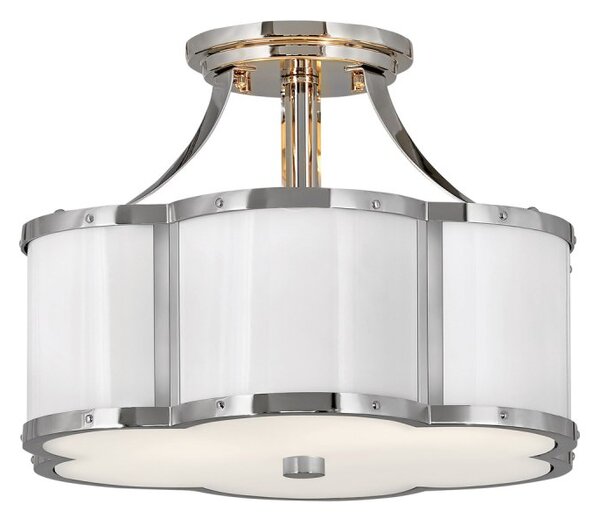 Quintiesse QN-CHANCE-SF-S-PN Chance Semi Flush Ceiling Light In Polished Nickel And White Finish
