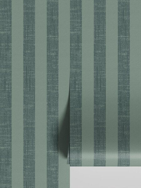 Pine Green Pembroke Stripe Wallpaper | Default | Piglet in Bed