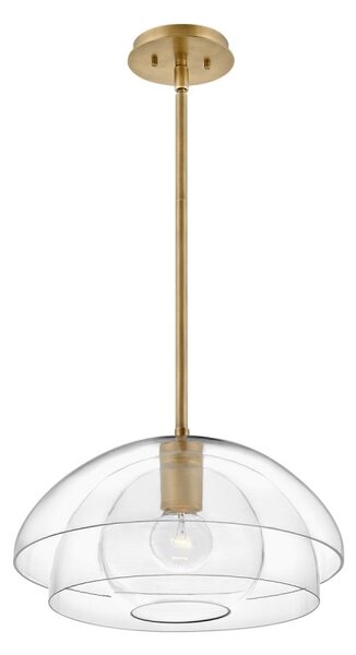 Quintiesse QN-LOTUS-P-HBR Lotus Ceiling Pendant Or Semi Flush Light In Heritage Brass With Clear Glass