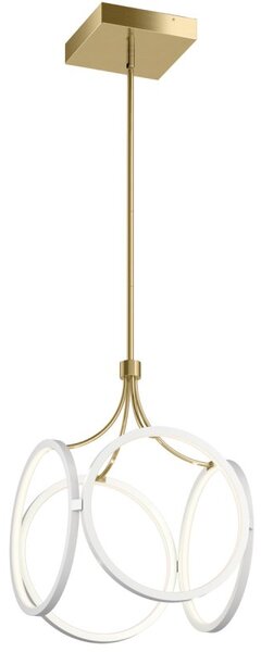 Quintiesse QN-CIRI-P-WH Ciri Integral LED Ceiling Pendant Light In White With Champagne Gold Detail