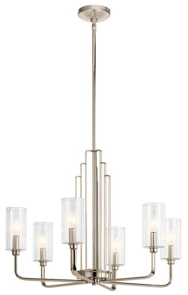 Quintiesse QN-KIMROSE6-PN Kimrose 6 Light Ceiling Chandelier In Polished Nickel Finish