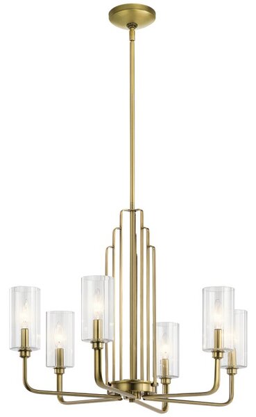 Quintiesse QN-KIMROSE6-BNB Kimrose 6 Light Ceiling Chandelier In Brushed Natural Brass